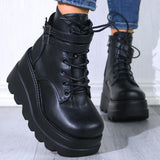 Niulatu NEW 2025 Fashion Trendy Big sizes 43 Platform High Heels Autumn Winter Add Plush Wedges Shoes Stylish Ankle Boots Women DJSE