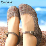Niulatu Sandals Women's Mary Jane Shoes Girls Cutout Nest Outdoor Golden Clogs Black Sequins Princess Ladies Wedge Shoes DJSE