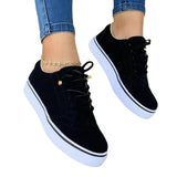 Niulatu Women's Vulcanized Shoes Low-top Round Toe Casual Shoes Flat Shoes Lace-up Walking Shoes Women Versatile Comfortable DJSE