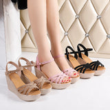 Niulatu Peep Toe Women'S Heel Summer Shoes Female Wedge Heel Woman Sandals Platform Size 33 34 35 36 37 38 39 40 41 42 DJSE
