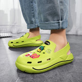 Niulatu Summer Sandals Couple Women Garden Shoes Green Cartoon Clogs Woman Slip On Sandals Comfort Nursing Shoes Flat Slippers DJSE