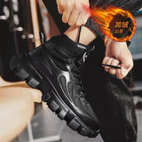 Niulatu Boots Men's Leather High Top Ankle Boots Outdoor Men's Boots Work Shoes Non Slip Rubber Winter Sports Shoes DJSE