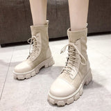 Niulatu Women Boots Black Sock Boots 2025 New Punk Gothic Women's Ankle Shoes Platform Shoes Women White Sock Boots Cool Ladies DJSE