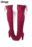 Niulatu Women Boot Fashion Suede Women Over The Knee Boot Lace Up Sexy High Heels Shoes Woman Slim Thigh High boot Women fr5 DJSE