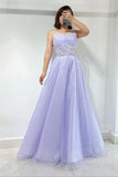 Niulatu Lilac A-Line Tulle Prom Dress With Sequins HZ1007