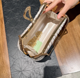 Niulatu Champagne Wedding Bag Sparkly Pleated Banquet Party Handbag HZ1031