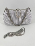 Niulatu Champagne Wedding Bag Sparkly Pleated Banquet Party Handbag HZ1031