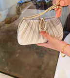 Niulatu Champagne Wedding Bag Sparkly Pleated Banquet Party Handbag HZ1031
