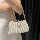 Niulatu Champagne Wedding Bag Sparkly Pleated Banquet Party Handbag HZ1031