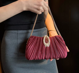 Niulatu Champagne Wedding Bag Sparkly Pleated Banquet Party Handbag HZ1031