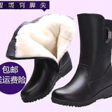 Niulatu Boots Slipon Middle h Winter Thermal Boots Ankle Heels Casual Women's Shoes Boots Women Wide Calf Snow DJSE