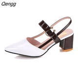Niulatu Hollow Coarse Sandals High-heeled Shallow Mouth Pointed Pumps Female Sexy High Heels Large Fashion Woman Shoes DJSE