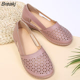 Niulatu Women's Flat Shoes Wedge Sandals New Hollow Breathable Summer Casual Shoes for Woman Retro Plus Size Comfortable Walking Shoes DJSE