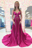 Purple Sequin Strap Pleated Prom Dress with HZ0308