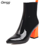 Niulatu Toe Ankle Boots For Women High Heels Boots Ladies Spring Autumn Short Boots Party Shoes Woman Plus Size Black Red DJSE