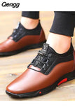 Niulatu Men's Casual Shoes Leather PU Black Spring Male Footwear Loafers Soft Bottom Lace Up Outdoor Business Sneakers Shoes For Men DJSE