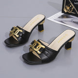 Niulatu Women's Slippers Sandals Shoes Female Golden Metal Chain Ladies Fashion Casual Slides Mules Ytmtloy Indoor Zapato Mujer DJSE