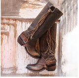Niulatu Women Vintage Shoes Women Tassel Over Knee Casual Boots Fashion Round Toe Knight All Match Buckle Ring 2025 DJSE
