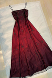 Niulatu Burgundy Tulle Beaded A Line Prom Dress Evening Dress HZ1007