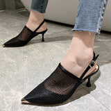 Niulatu Breathable Mesh Pumps Women 2025 Summer Pointed Toe High Heels Shoes Woman Slingbacks Thin Heeled Sandals Mujer DJSE
