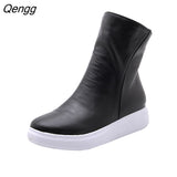 Niulatu Autumn Platform Boots Women Ankle Boots Casual Flat Short Boots Casual Shoes Sneakers Black White Red DJSE