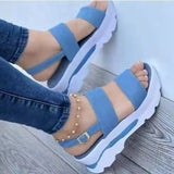 Niulatu Clip Toe Platform Sandals Women Strap Buckle Summer Beach Shoes Woman Non-Slip Thick Bottom Wedges Sandalias Mujer DJSE