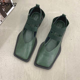 Niulatu Design Mary Jane Shoes Women Elegant Square Toe Flats Summer Outdoor Elastic Band Sandal Fashion Ladies Shoes DJSE