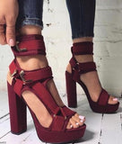 Niulatu Women Platform Sandals Open Toe Cut Out High Heels Shoes Hook-and-Loop Ankle Strap Sexy Stiletto Shoes Buckle Decor Sandals DJSE