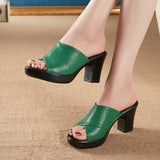 Niulatu Fashion Women Sandals Comfortable Genuine Leather Thick Heels Women's Casual Shoes Summer Platform Sandal Plus Size 42 DJSE