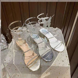 Niulatu Summer New Style Women's Sandals Sexy Luxury Rhinestone Bow Chunky Heel Sandals Banquet Shoes DJSE