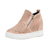 Niulatu Women's Wedge Sneaker Vulcanize Shoes Fashion Zip Leopard Increase Within Zapatos De Mujer New Fashion for Girl DJSE