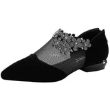 Niulatu Summer Fashion Rhinestones Gauze Sandals Thick Heels Mesh Autumn Ankle Boots Female Hollow Women's Shoes black boots DJSE