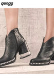 Niulatu Women's Shoes Leather Platform 2025 British Embroidered New Fashion Neutral Elegant Novelty Solid Colors Pointed Boot Female DJSE