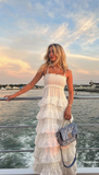 Niulatu A line Spaghetti Straps White Lace Long Evening Dress Prom Dresses SD2069