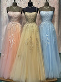 Niulatu Long A-line Strapless Spaghetti Straps Beaded Lace Tulle Prom HZ1007
