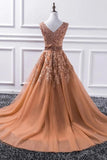 Niulatu Long A-line V-neck Tulle Lace Prom HZ1007