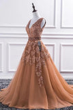 Niulatu Long A-line V-neck Tulle Lace Prom HZ1007