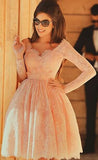 Niulatu Short A-line V-neck Lace Prom Dress with HZ1007