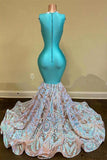 Niulatu Sparkly Long Mermaid Glitter Floral Lace Prom HZ1007