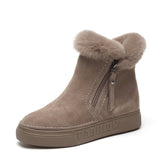Niulatu Women's Winter Ankle Boots Female Zipper Flock Platform Snow Boot Ladies Plush Sneakers Casual Flat Warm Shoes Woman Footwear DJSE