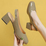 Niulatu Women Pumps Elastic Heel PU Leather Upper Comfortable Round Head Slip-on Beige White 2025 Casual Cute Slippers Ladies Shoes DJSE