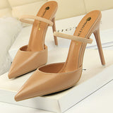 Niulatu Shoes Rivet High Heels Woman Pumps Pu Leather Women Heels 9cm Sexy Party Shoes Black Red Apricot Wedding Shoes Female DJSE