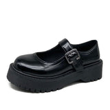 Niulatu Shoes Platform Mary Janes Shoes Patent Leather Women Buckle Strap Dress Shoe zapatos mujer Black shoes for women DJSE