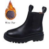 Niulatu Luxury Chelsea Boots Women Leather Ladies Boots Chunky Winter Shoes Platform Ankle Boots Slip On Thick Heel Brand Designer DJSE