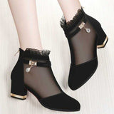 Niulatu Women's Boots Women's High-heeled Sandals Women's Chunky Heel Short Boots Women's Shoes Summer New Black Shoes Women's Shoes DJSE