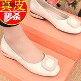Niulatu Women Fashion Red Pu Leather Short Square Heel Pumps Lady Casual High Quality Sky Blue Comfort Office Shoes DJSE