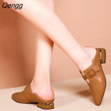 Niulatu Designer Shoes Women Pumps Low-heel Black Plus size Work ladies Leather Shoes Pointed Fashion Woman Shoe Zapatos mujer DJSE