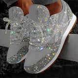 Niulatu Women's Sneakers Flat Vulcanized Shoes Woman Lace up Bling Ladies Platform Female Casual Fashion Spring Women Footwear DJSE