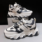 Niulatu Women Sneakers Fashion Mesh Chunky Sneakers Vulcanized Shoes Summer Comfortable Thick Sole White Dad Flats Platform Shoes DJSE