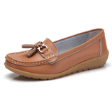 Niulatu Women Shoes Loafers Female Moccasins Shoes Summer Genuine Leather Women Flats Slip On Women Loafers Flats Tassel Plus Size DJSE